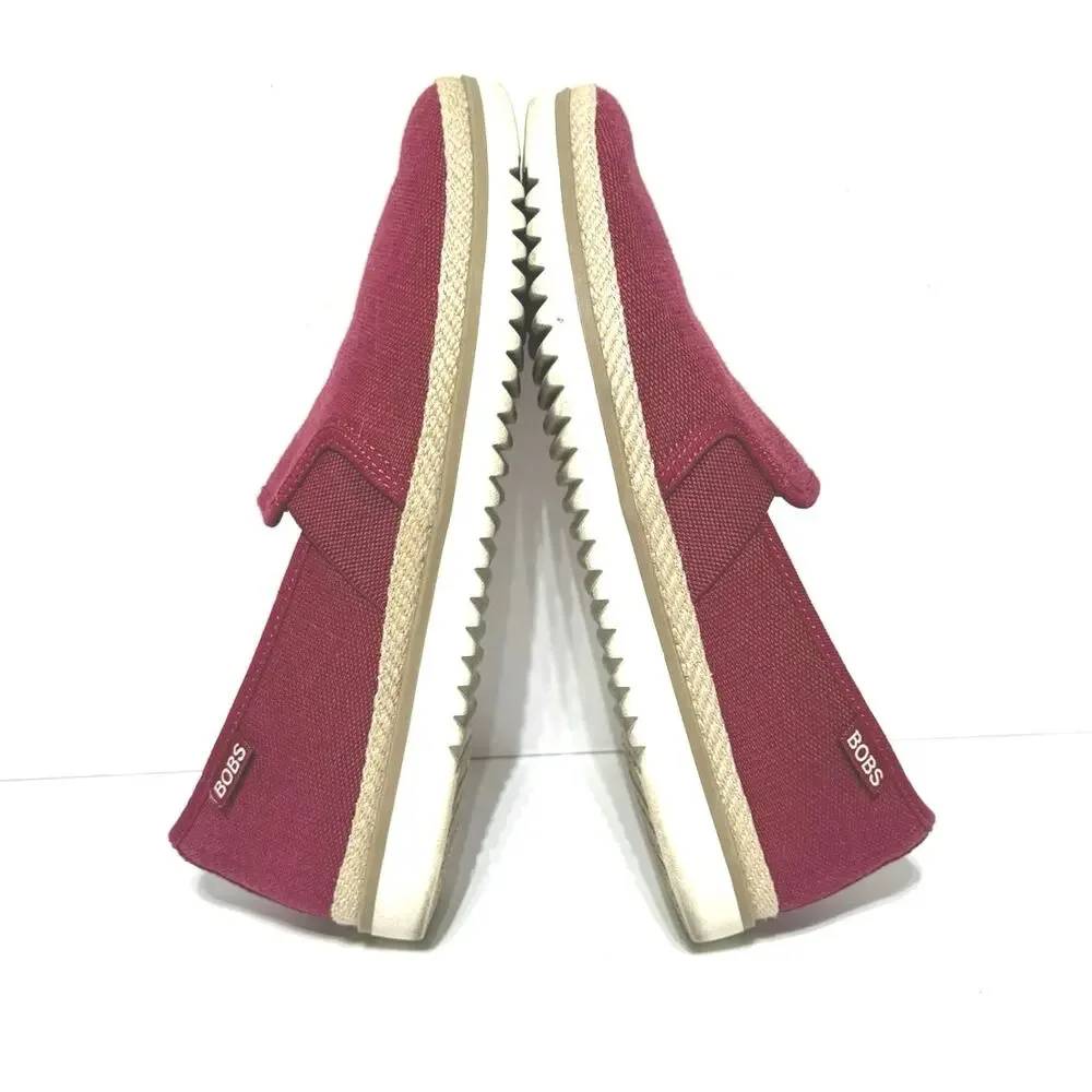 Skechers Bobs Women’s Size 7.5 Flexpadrille Slip On Canvas Shoes Rubber Sole Red - Picture 10 of 12